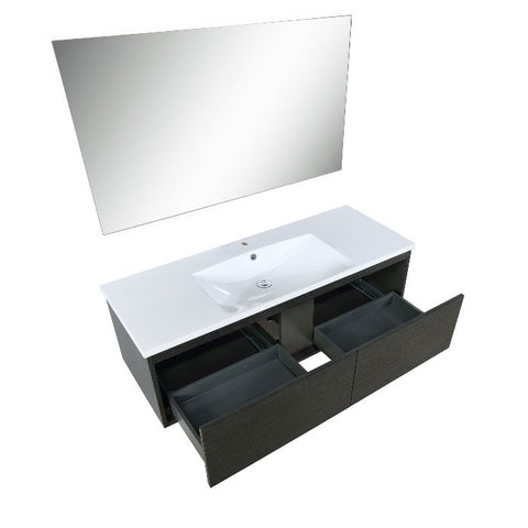 Image of Lexora Sant Contemporary 48" Iron Charcoal Bathroom Vanity with Frameless Mirror | LS48SRAISM43