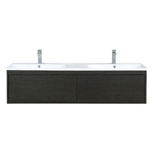 Lexora Sant Contemporary 60" Iron Charcoal Double Bathroom Vanity with Balzani Gun Metal Faucet | LS60DRAIS000FGM