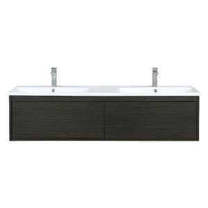 Lexora Sant Contemporary 60" Iron Charcoal Double Bathroom Vanity with Labaro Brushed Nickel Faucet | LS60DRAIS000FBN