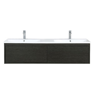 Lexora Sant Contemporary 60" Iron Charcoal Double Bathroom Vanity with Labaro Brushed Nickel Faucet | LS60DRAIS000FBN
