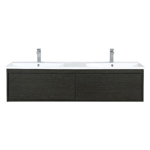 Lexora Sant Contemporary 60" Iron Charcoal Double Bathroom Vanity with Labaro Rose Gold Faucet | LS60DRAIS000FRG