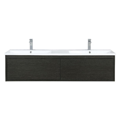 Image of Lexora Sant Contemporary 60" Iron Charcoal Double Bathroom Vanity with Labaro Rose Gold Faucet | LS60DRAIS000FRG