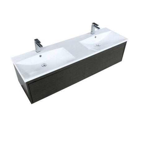 Image of Lexora Sant Contemporary 60" Iron Charcoal Double Bathroom Vanity with Balzani Gun Metal Faucet | LS60DRAIS000FGM