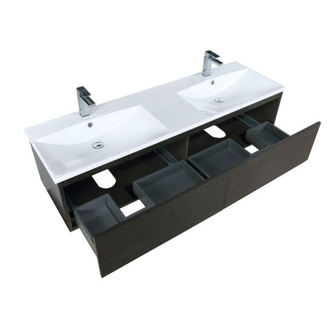 Image of Lexora Sant Contemporary 60" Iron Charcoal Double Bathroom Vanity with Labaro Rose Gold Faucet | LS60DRAIS000FRG