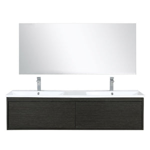 Lexora Sant Contemporary 60" Iron Charcoal Double Bathroom Vanity Set with Labaro Brushed Nickel Faucet | LS60DRAISM55FBN