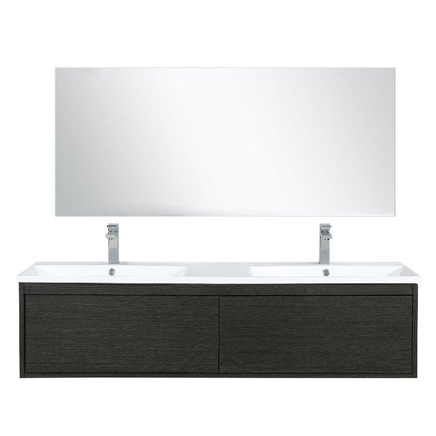 Image of Lexora Sant Contemporary 60" Iron Charcoal Double Bathroom Vanity Set with Labaro Rose Gold Faucet | LS60DRAISM55FRG