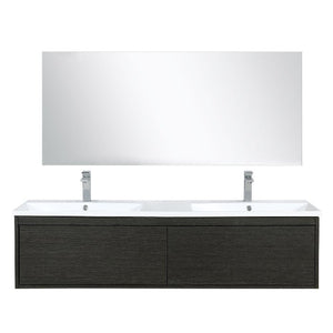 Lexora Sant Contemporary 60" Iron Charcoal Double Bathroom Vanity Set with Monte Chrome Faucet | LS60DRAISM55FCH