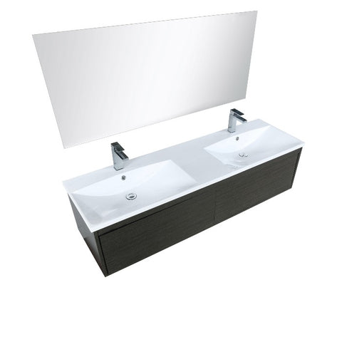 Image of Lexora Sant Contemporary 60" Iron Charcoal Double Bathroom Vanity Set with Labaro Brushed Nickel Faucet | LS60DRAISM55FBN