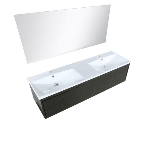 Image of Lexora Sant Contemporary 60" Iron Charcoal Double Bathroom Vanity with Acrylic Composite Top and Frameless Mirror | LS60DRAISM55