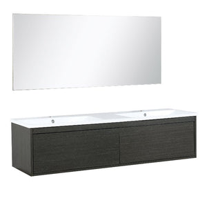 Lexora Sant Contemporary 60" Iron Charcoal Double Bathroom Vanity with Acrylic Composite Top and Frameless Mirror | LS60DRAISM55