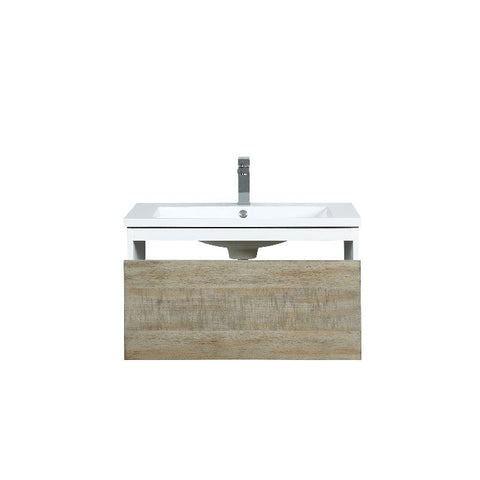 Image of Lexora Scopi Modern 30" Rustic Acacia Bathroom Vanity w/ Acrylic Composite Top, and Monte Chrome Faucet | LSC30SRAOS000FCH