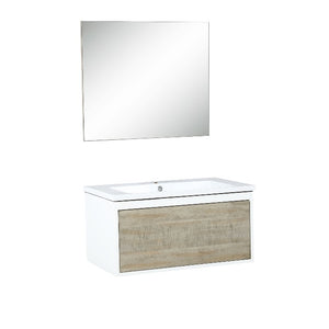 Lexora Scopi Modern 30" Rustic Acacia Bathroom Vanity w/ Acrylic Composite Top, and Frameless Mirror | LSC30SRAOSM28