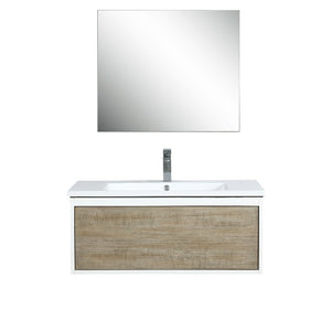 Lexora Scopi Modern 36" Rustic Acacia Bathroom Vanity Set w/ Acrylic Composite Top, and Labaro Brushed Nickel Faucet | LSC36SRAOSM28FBN