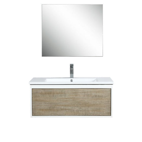 Image of Lexora Scopi Modern 36" Rustic Acacia Bathroom Vanity Set w/ Acrylic Composite Top, and Monte Chrome Faucet | LSC36SRAOSM28FCH
