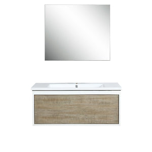 Lexora Scopi Modern 36" Rustic Acacia Bathroom Vanity w/ Acrylic Composite Top, and Frameless Mirror | LSC36SRAOSM28