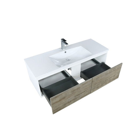 Image of Lexora Scopi Modern 48" Rustic Acacia Bathroom Vanity w/ Acrylic Composite Top, and Monte Chrome Faucet | LSC48SRAOS000FCH