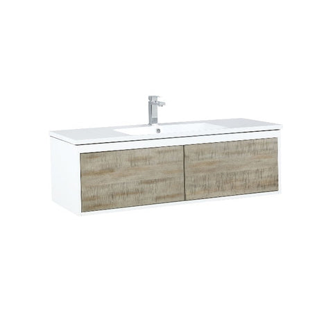 Image of Lexora Scopi Modern 48" Rustic Acacia Bathroom Vanity w/ Acrylic Composite Top, and Labaro Rose Gold Faucet | LSC48SRAOS000FRG