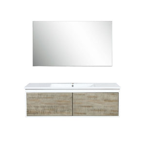 Lexora Scopi Modern 48" Rustic Acacia Bathroom Vanity w/ Acrylic Composite Top, and Frameless Mirror | LSC48SRAOSM43