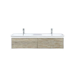 Lexora Scopi Modern 60" Rustic Acacia Double Bathroom Vanity w/ Acrylic Composite Top, and Labaro Brushed Nickel Faucet | LSC60DRAOS000FBN