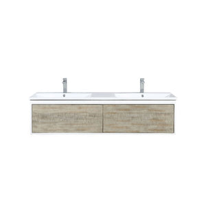 Lexora Scopi Modern 60" Rustic Acacia Double Bathroom Vanity w/ Acrylic Composite Top, and Balzani Gun Metal Faucet | LSC60DRAOS000FGM