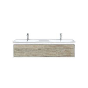 Lexora Scopi Modern 60" Rustic Acacia Double Bathroom Vanity w/ Acrylic Composite Top, and Monte Chrome Faucet | LSC60DRAOS000FCH
