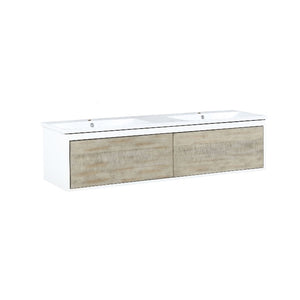 Lexora Scopi Modern 60" Rustic Acacia Double Bathroom Vanity and Acrylic Composite Top | LSC60DRAOS000