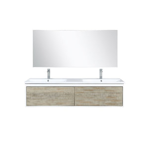 Lexora Scopi Modern 60" Rustic Acacia Double Bathroom Vanity Set w/ Acrylic Composite Top, and Labaro Brushed Nickel Faucet | LSC60DRAOSM55FBN
