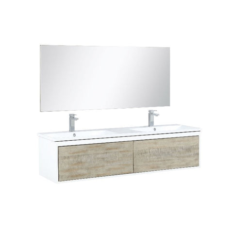 Image of Lexora Scopi Modern 60" Rustic Acacia Double Bathroom Vanity Set w/ Acrylic Composite Top, and Monte Chrome Faucet | LSC60DRAOSM55FCH
