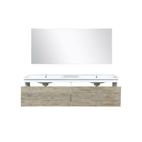 Image of Lexora Scopi Modern 60" Rustic Acacia Double Bathroom Vanity w/ Acrylic Composite Top, and Frameless Mirror | LSC60DRAOSM55