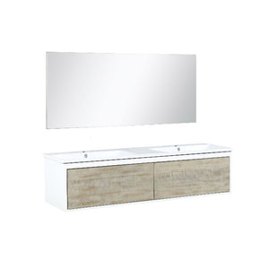 Lexora Scopi Modern 60" Rustic Acacia Double Bathroom Vanity w/ Acrylic Composite Top, and Frameless Mirror | LSC60DRAOSM55