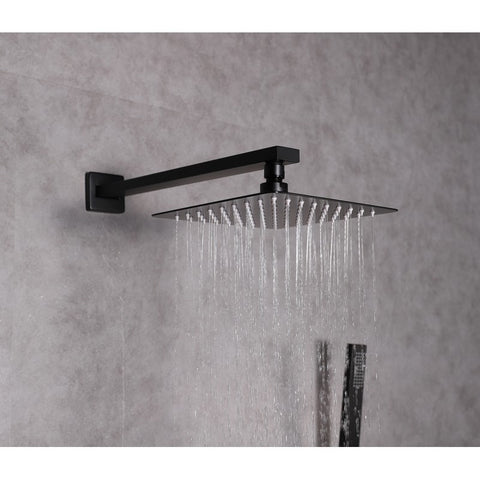 Image of Lexora Monte Celo Set, 8" Square Rain Shower and Handheld, Matte Black | LSS10011MB
