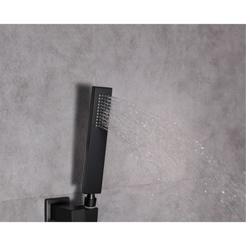 Image of Lexora Monte Celo Set, 8" Square Rain Shower and Handheld, Matte Black | LSS10011MB