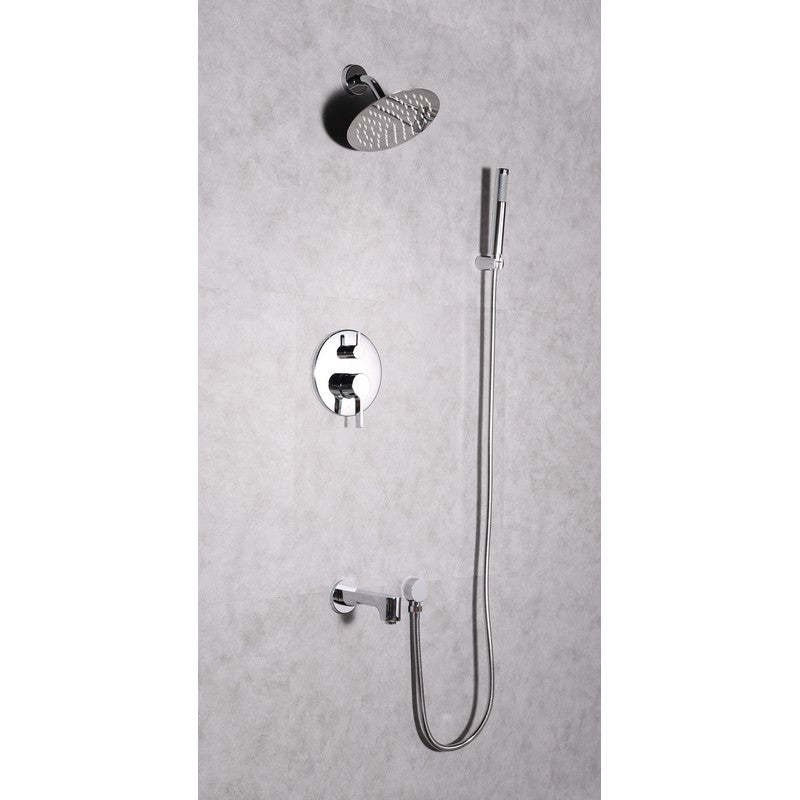 Lexora Salamonio Set, 8" Round Rain Shower and Handheld, Chrome | LSS11011CH