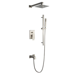 Lexora Cero Set, 8" Square Rain Shower and Handheld, Brushed Nickel | LSS12011BN