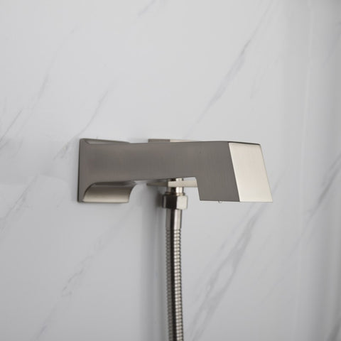 Image of Lexora Cero Set, 8" Square Rain Shower and Handheld, Brushed Nickel | LSS12011BN