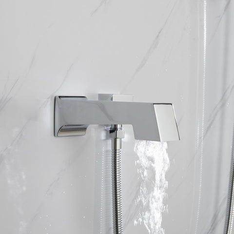 Image of Lexora Cero Set, 8" Square Rain Shower and Handheld, Chrome | LSS12011CH