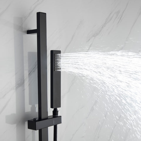 Image of Lexora Cero Set, 8" Square Rain Shower and Handheld, Matte Black | LSS12011MB