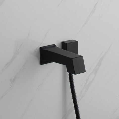 Image of Lexora Cero Set, 8" Square Rain Shower and Handheld, Matte Black | LSS12011MB