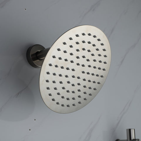 Image of Lexora Luviah Set, 8" Round Rain Shower and Handheld, Brushed Nickel | LSS13011BN