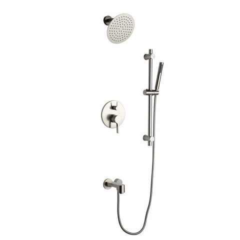 Image of Lexora Luviah Set, 8" Round Rain Shower and Handheld, Brushed Nickel | LSS13011BN