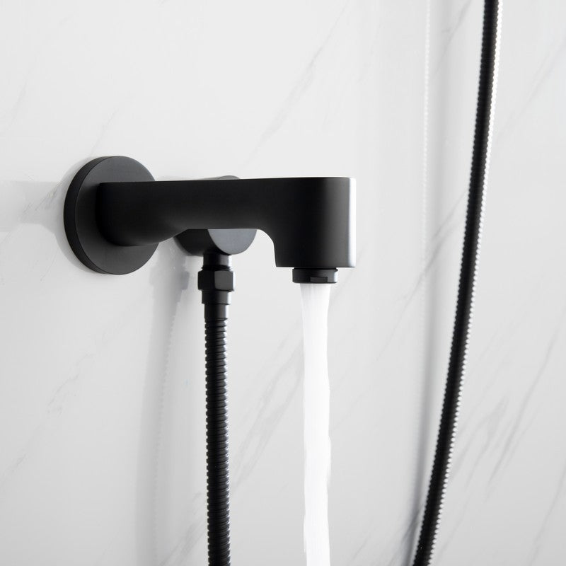 Lexora Luviah Set, 8" Round Rain Shower and Handheld, Matte Black | LSS13011MB