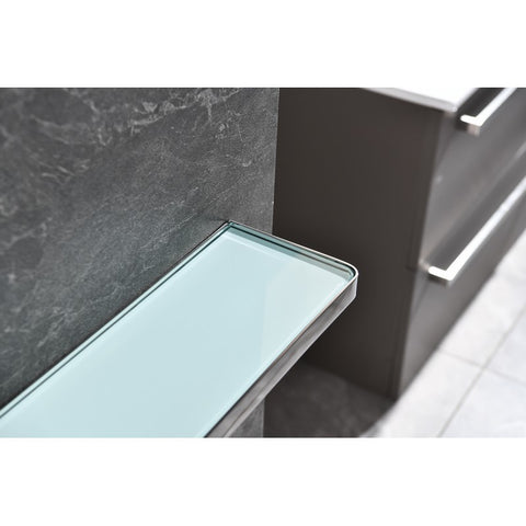 Image of Lexora Bagno Bianca Stainless Steel White Glass Shelf w/ Towel Bar & Robe Hook - Chrome | LSTR18152PCWG