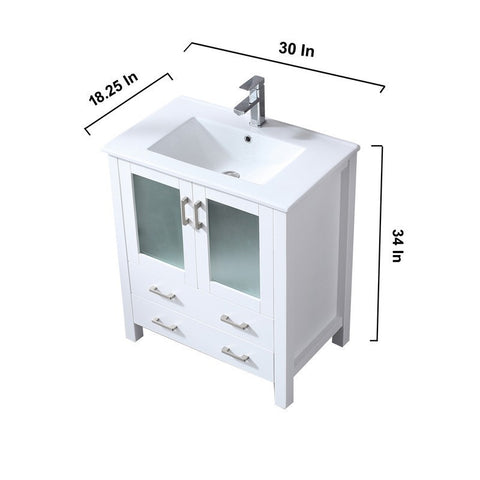 Image of Volez 30" White Single Vanity Set, Integrated Top | LV341830SAESM28F