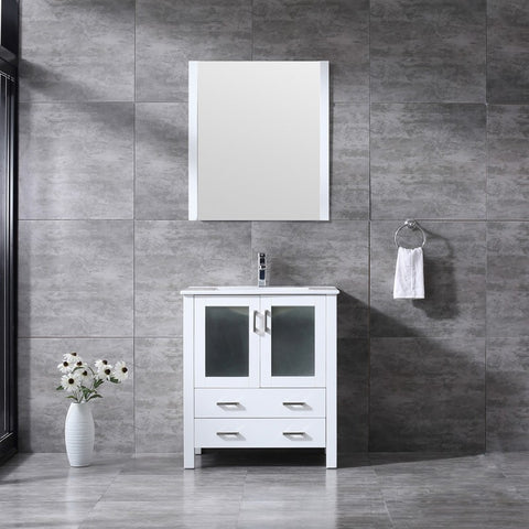 Image of Volez 30" White Single Vanity Set, Integrated Top | LV341830SAESM28F