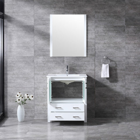 Image of Volez 30" White Single Vanity Set, Integrated Top | LV341830SAESM28F
