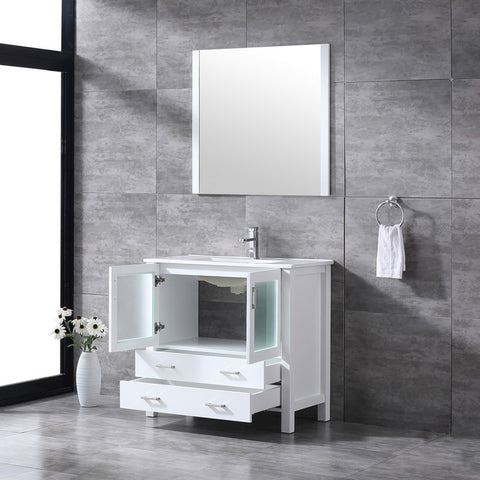 Image of Volez 36" White Single Vanity Set, Integrated Top | LV341836SAESM34F