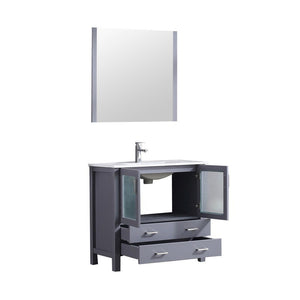 Volez 36" Dark Grey Single Vanity Set, Integrated Top | LV341836SBESM34F