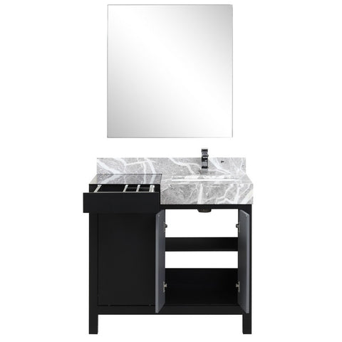 Image of Zilara 36" Black and Grey Vanity Set, Marble Top, Monte Chrome Faucet Set | LZ342236SLISM30FMC
