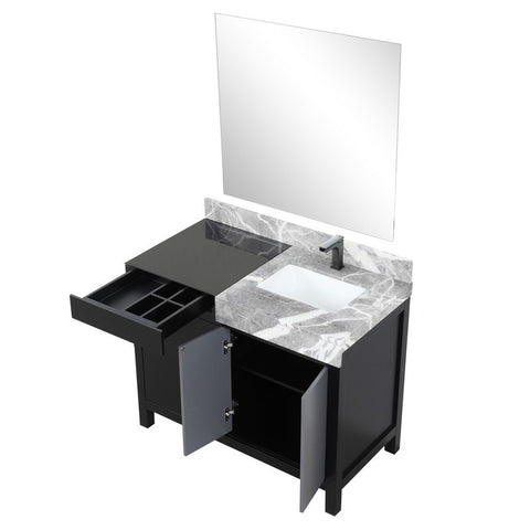 Image of Zilara 42" Black and Grey Vanity Set, Marble Top, Balzani Gun Metal Faucet Set | LZ342242SLISM34FBG