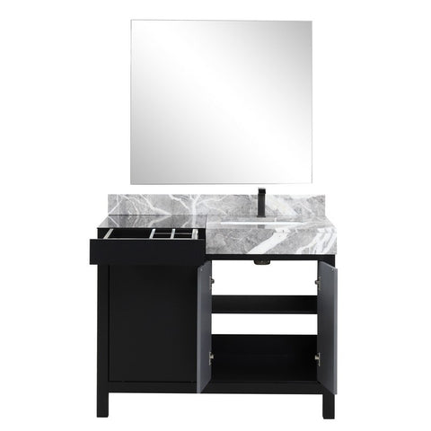 Image of Zilara 42" Black and Grey Vanity Set, Marble Top, Balzani Gun Metal Faucet Set | LZ342242SLISM34FBG